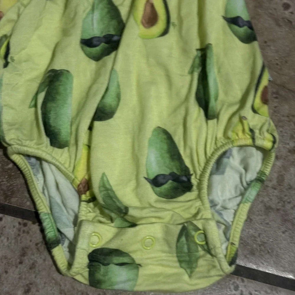 Posh Peanut Baby Girls 0-3 Months Green Avocado Ruffle Romper Outfit Bamboo